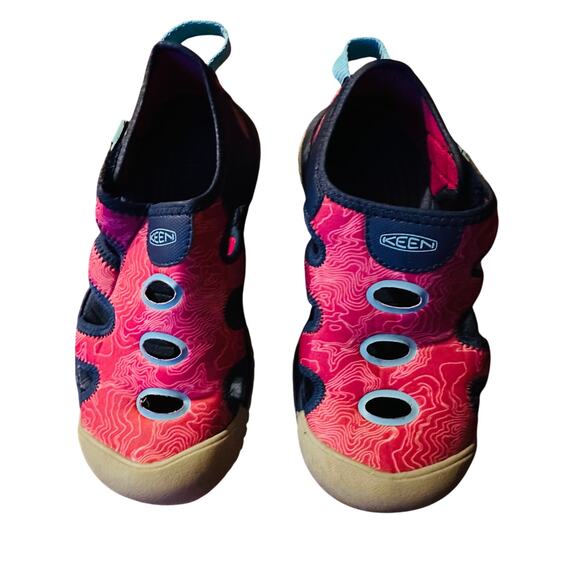 KEEN Girl’s Sandals Anatomic Footbed Waterproof Washable Shoes Pink/Blue Sz 1 - Picture 1 of 10
